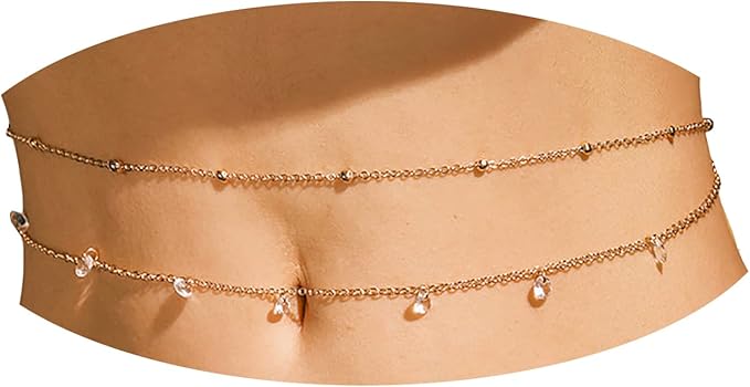 csiyanjry99 腰链水钻贝壳多层肚链沙滩性感身体首饰链适合女士和女孩